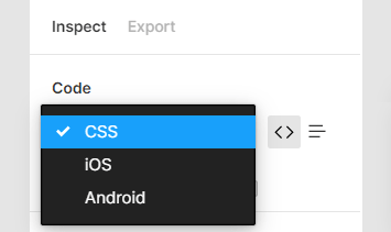 CSS export menu and toggle in Figma